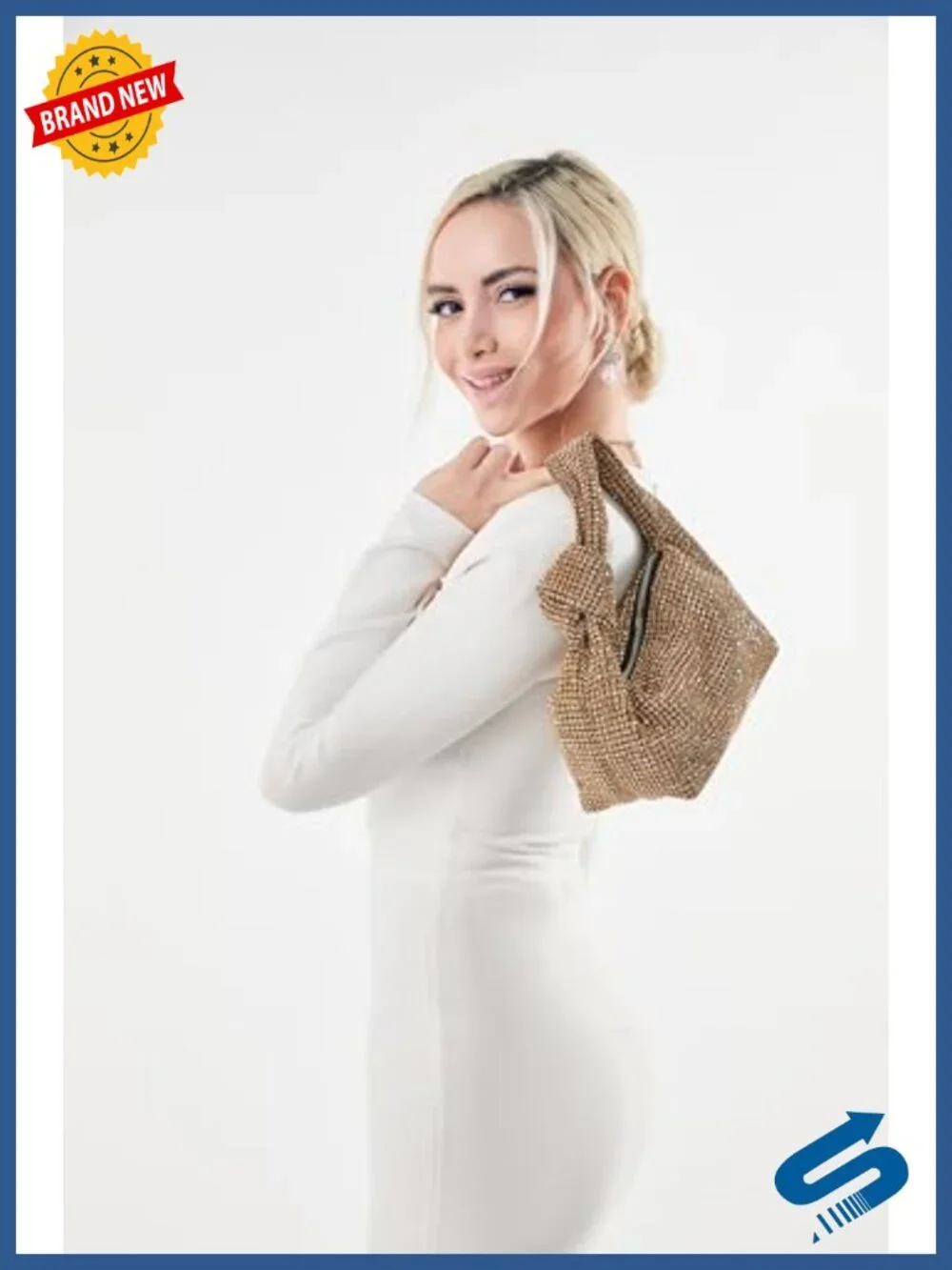 Full Glitter Knotted Hobo Dumpling Bag Evening Clutch Crossbody Bag